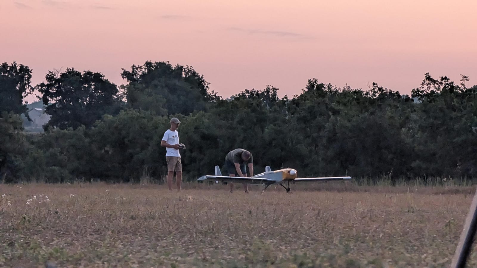 Fixed wing drone taking off with catapult